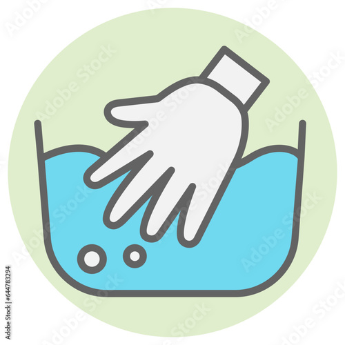 Vector illustration of Hand in water tub.