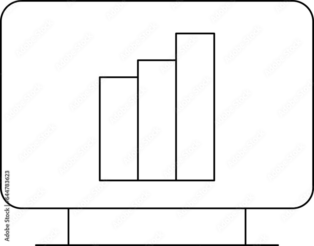 Line Art Illustration of Bar Graph in Monitor Screen Icon. Line Art Illustration of Bar Graph in Monitor Screen Icon.