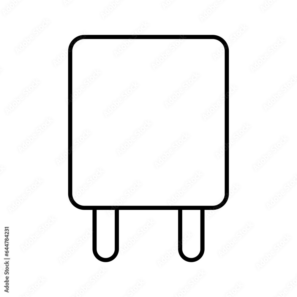 Flat style Charger plug icon in line art. Flat style Charger plug icon in line art.