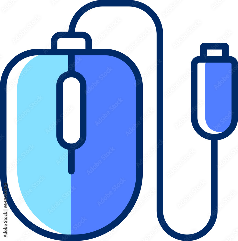 USB cable with mouse icon in flat style. USB cable with mouse icon in flat style.