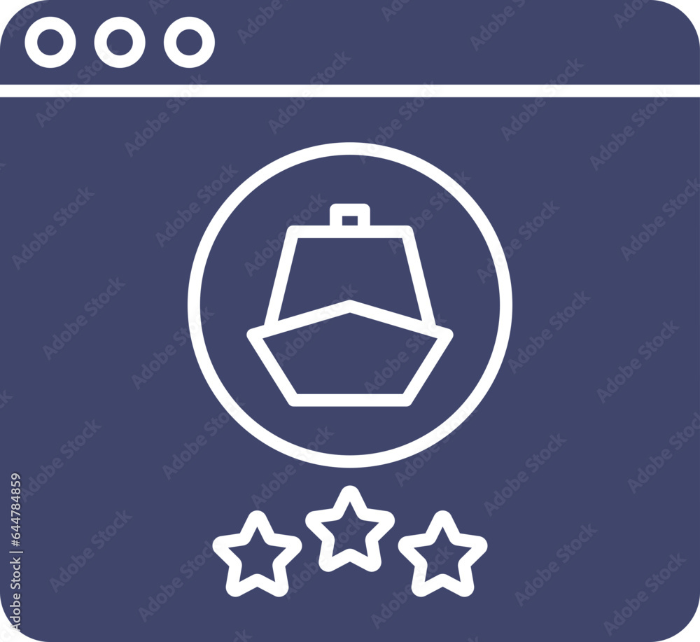 Online Cruise Rating Icon In Blue And White Color. Online Cruise Rating Icon In Blue And White Color.