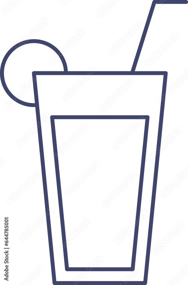 Drink Glass Icon In Blue Thin Line Art. Drink Glass Icon In Blue Thin Line Art.