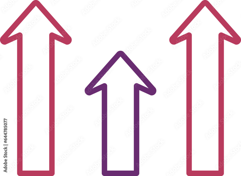 Pink And Purple Color of Growing Arrow Icon In Thin Line Art. Pink And Purple Color of Growing Arrow Icon In Thin Line Art.