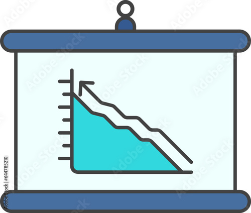 Blue And Cyan Infographic Projection Screen Icon.