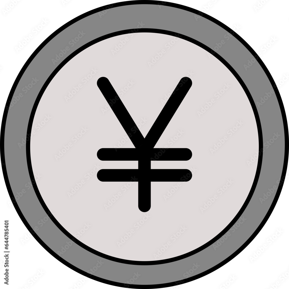 Gray Yen Coin Icon in Flat Style. Gray Yen Coin Icon in Flat Style.