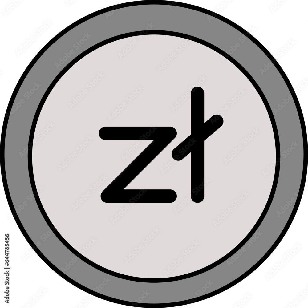 Grey Zloty Coin Icon in Flat Style. Grey Zloty Coin Icon in Flat Style.