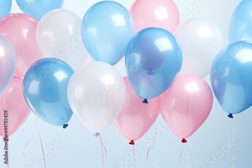 blue and pink balloon baby decoration on white background