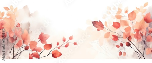 abstract Autumn foliage banner background  branch  twigs and berries  red color  Generative Ai