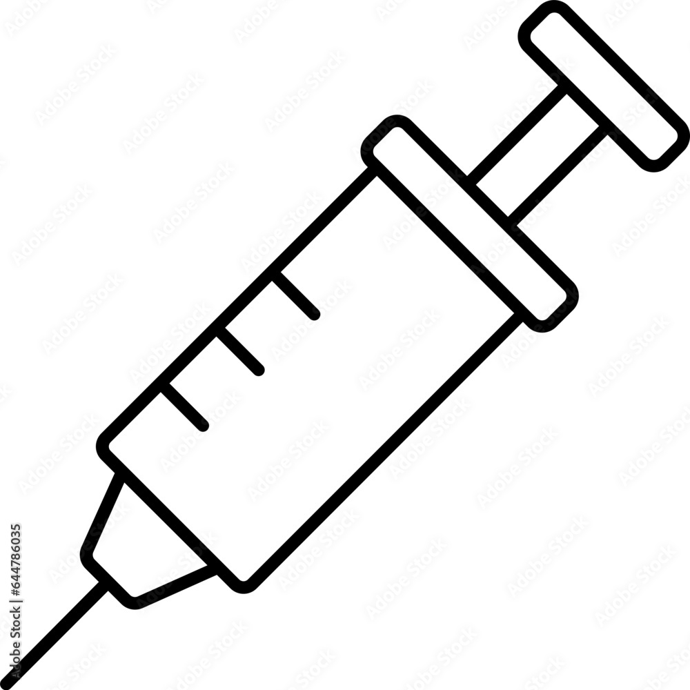 Line art illustration of Syringe icon. Line art illustration of Syringe icon.