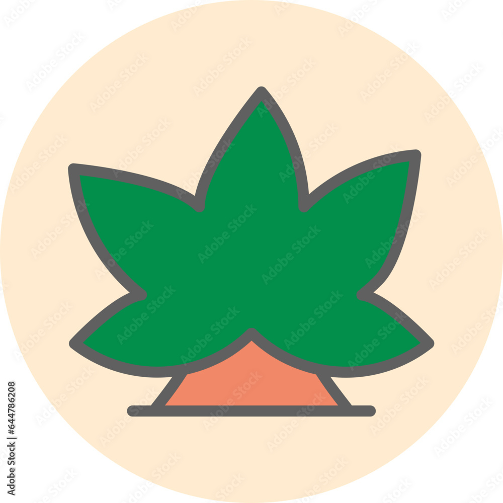 Flat style Marijuana leaf icon in green color. Flat style Marijuana leaf icon in green color.