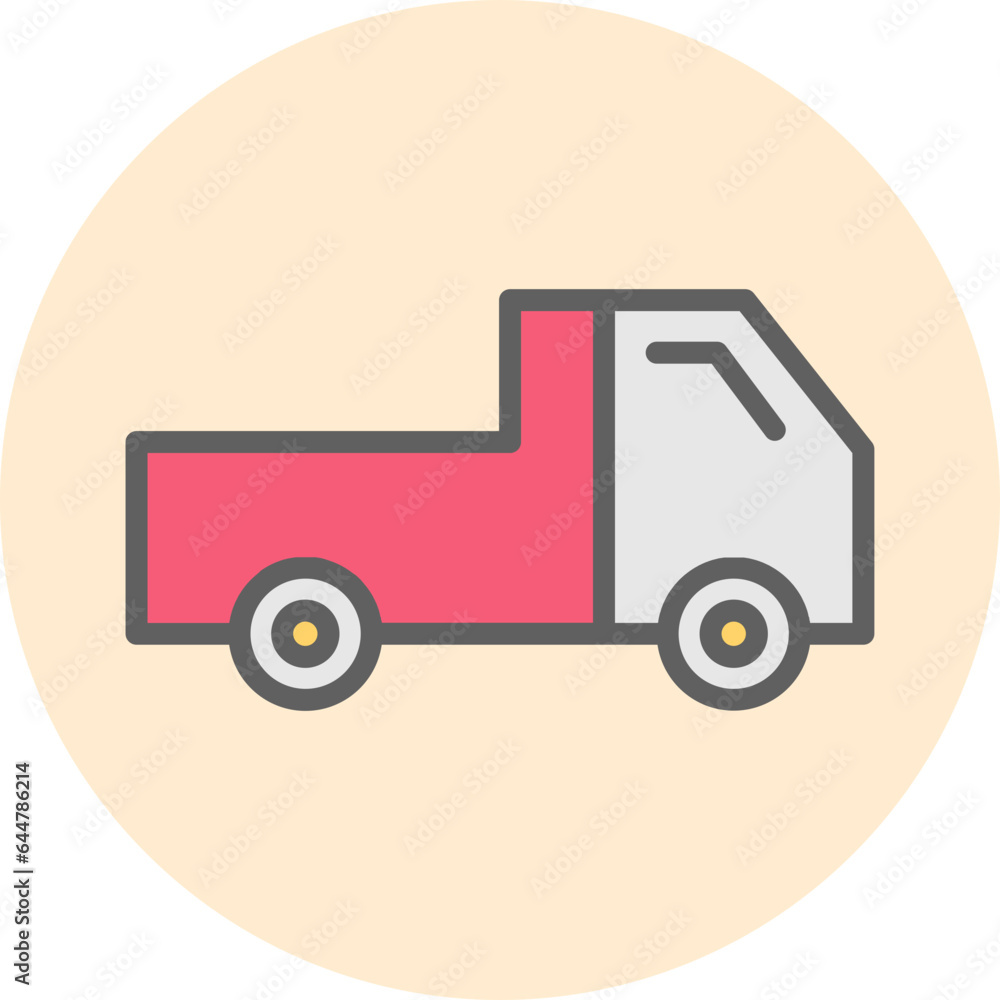 Isolated Pickup truck icon in pink and gray color.