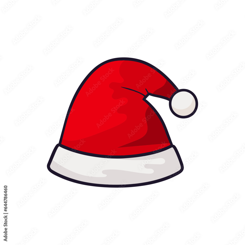 christmas santa hat in flat style isolated on white background. Vector illustration christmas santa hat in flat style isolated on white background. Vector illustration