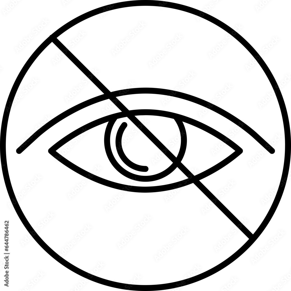 Line art No see icon in flat style. Line art No see icon in flat style.
