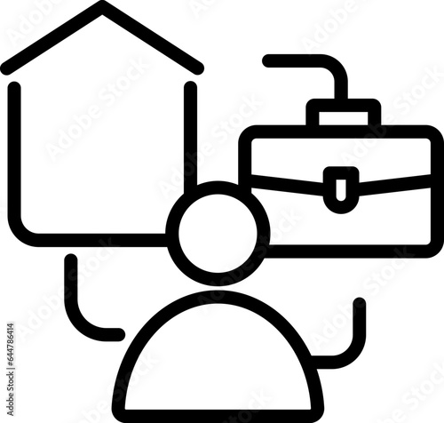 Settle Businessman Or Offer Work At Home Icon In Flat Style.