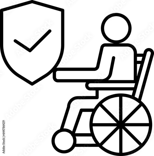 Check handicapped security icon in line art.