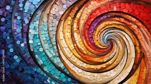 Diversity Spirals: Spirals of various sizes and colors converging, celebrating differences photo
