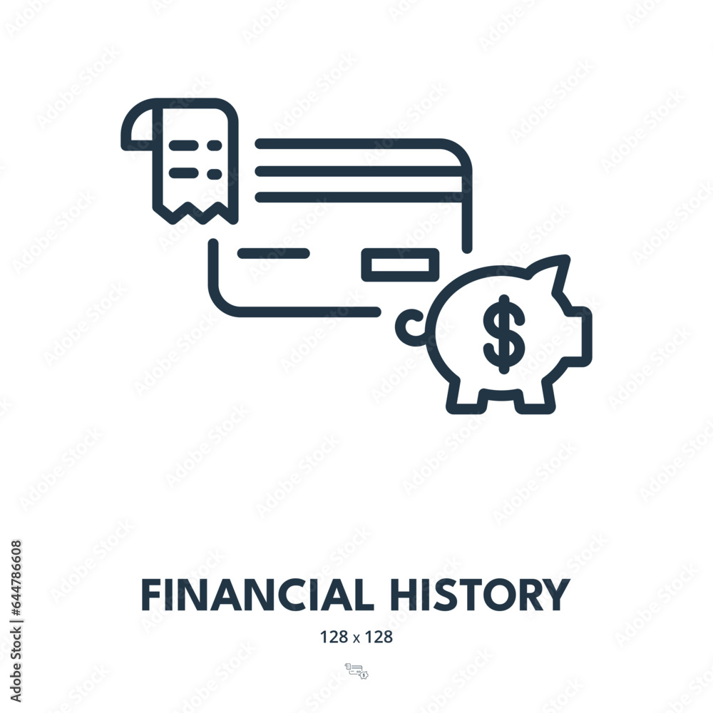 Financial History Icon. Report, Banking, Ranking. Editable Stroke. Simple Vector Icon Financial History Icon. Report, Banking, Ranking. Editable Stroke. Simple Vector Icon