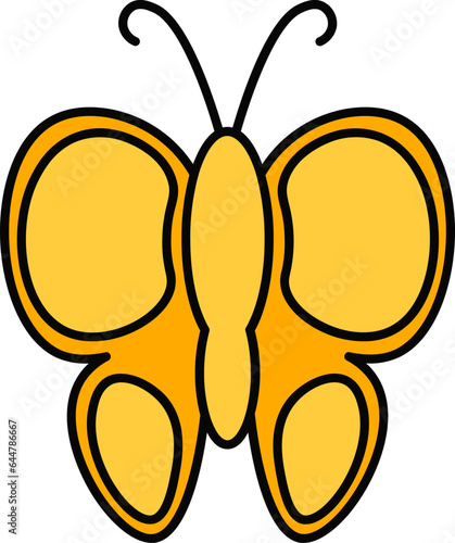 Beautiful butterfly icon in yellow and black color. photo