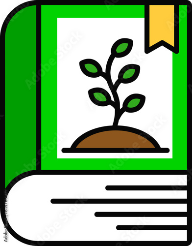 Ecology book icon in green color.