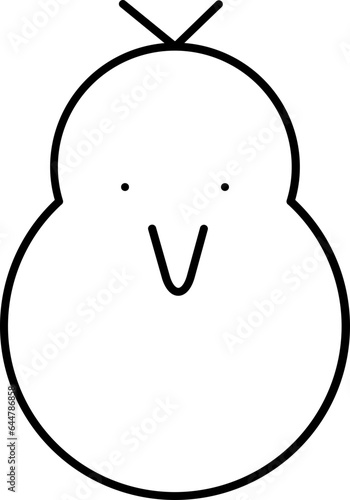 Cute Chick Bird icon in thin line art.