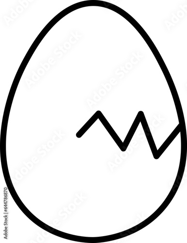 Line Art Illustration Of Cracked Egg Icon In Flat Style.