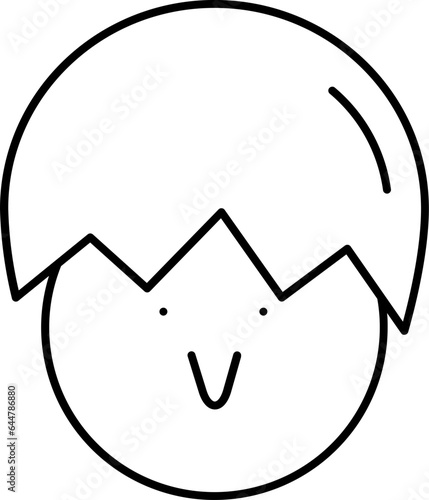 Cracked Egg on Chick icon. Black Line Art Sign or Symbol.