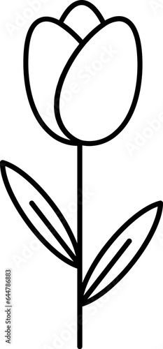 Fototapeta Naklejka Na Ścianę i Meble -  Black Line Art Illustration Of Tulip Flower Icon.