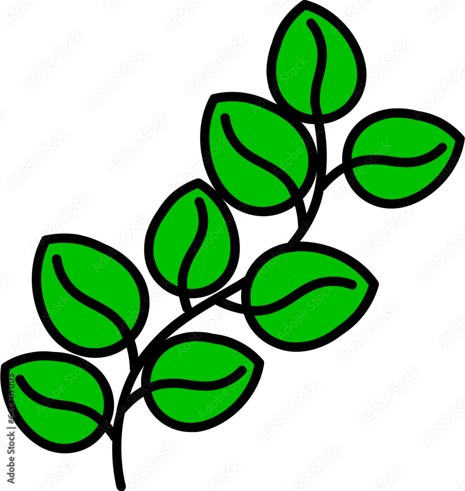 Green Leaves Branch icon in flat style.