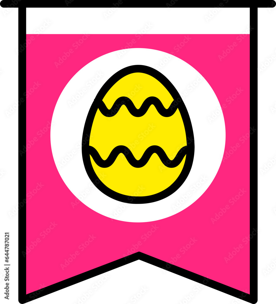 Obraz premium Easter Egg Bookmark icon in pink and yellow color.