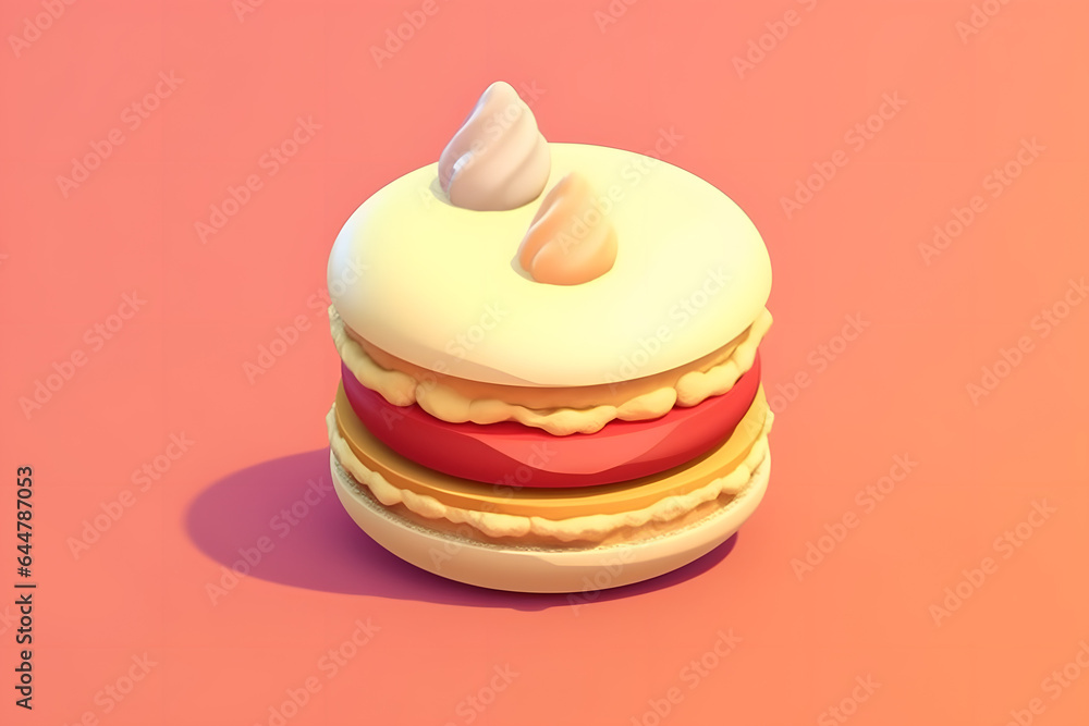 3d cream cake isometric style Made with Generative AI 3d cream cake isometric style Made with Generative AI