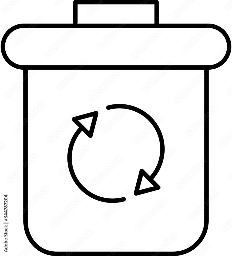 Line art illustration of Recycling bin icon.