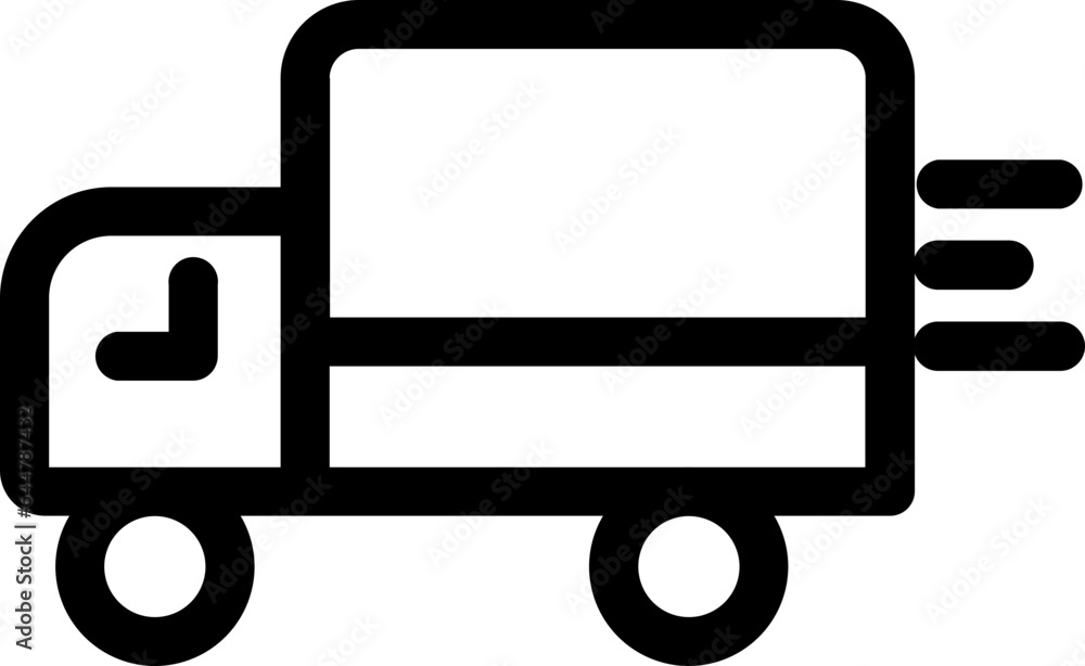 Delivery truck or Lorry icon in black line art. Delivery truck or Lorry icon in black line art.