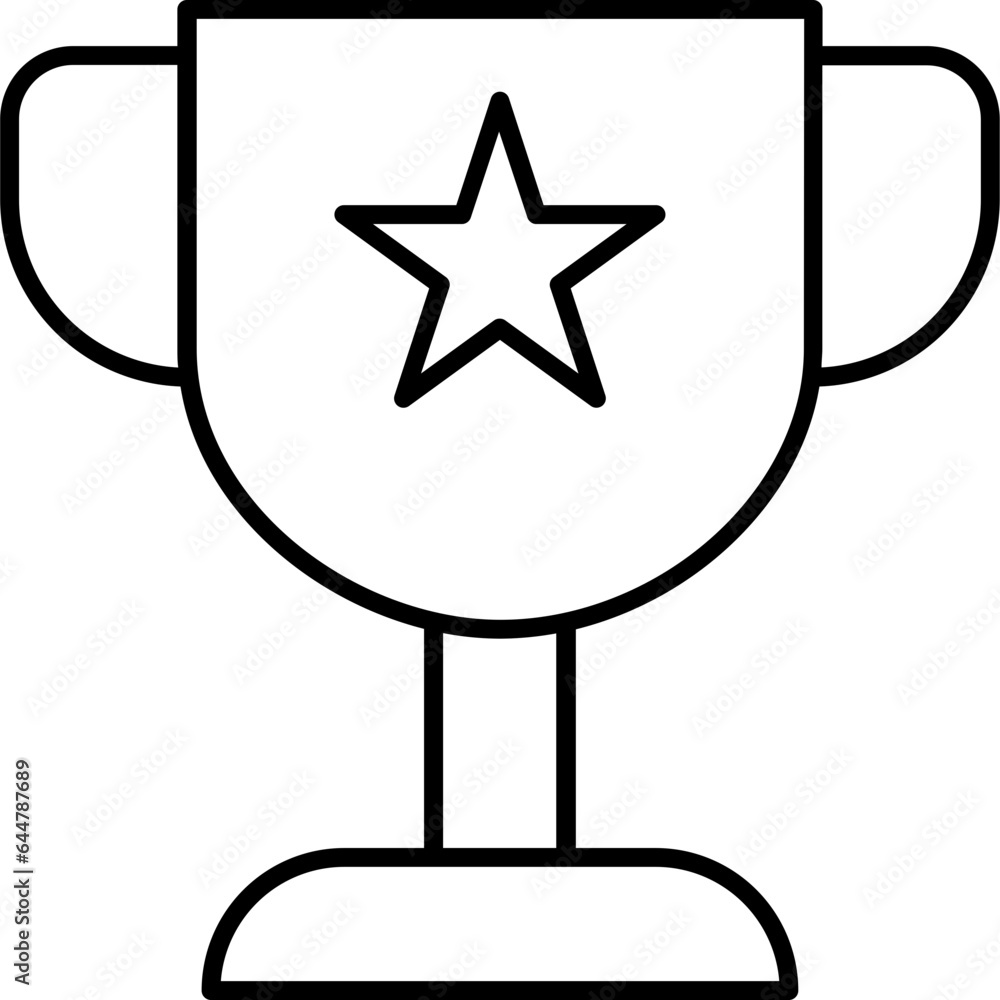 Line art illustration of Star symbol on Trophy cup icon. Line art illustration of Star symbol on Trophy cup icon.