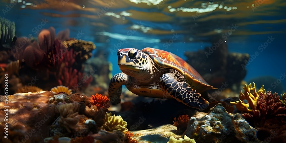 Obraz premium Underwater world, inhabitants of the deep sea
