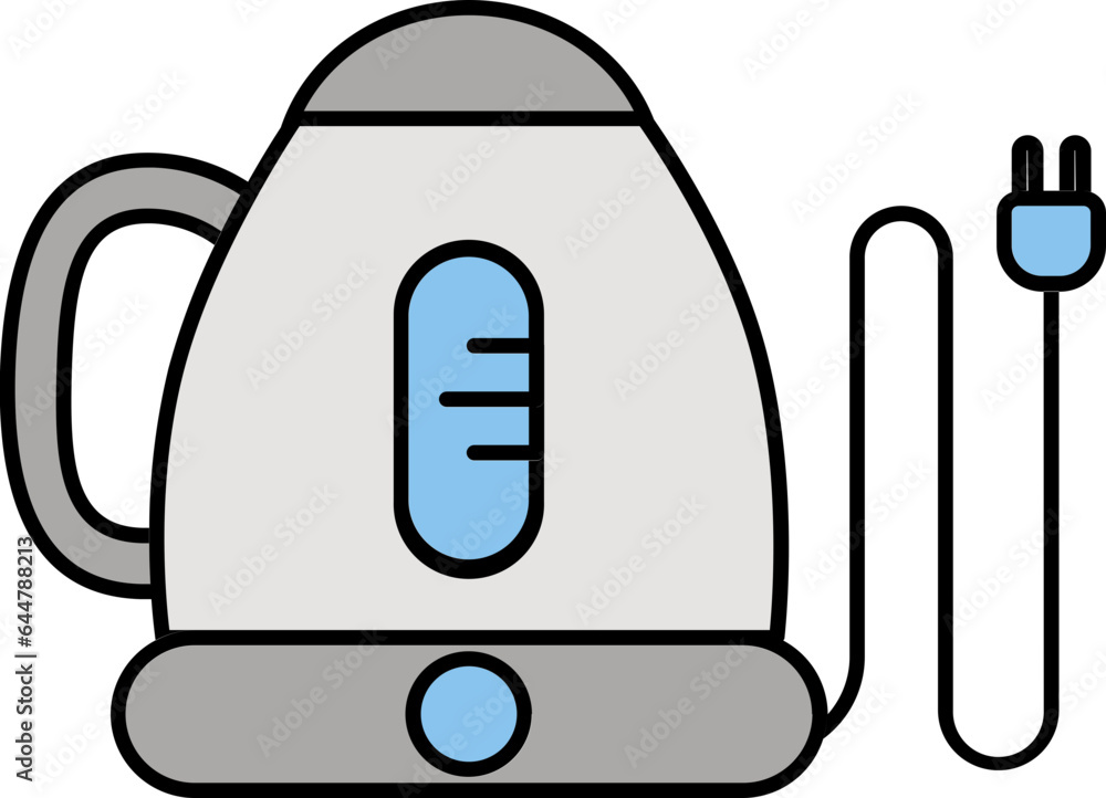 Electric Teapot or Kettle Icon in Blue and Gray Color. Electric Teapot or Kettle Icon in Blue and Gray Color.