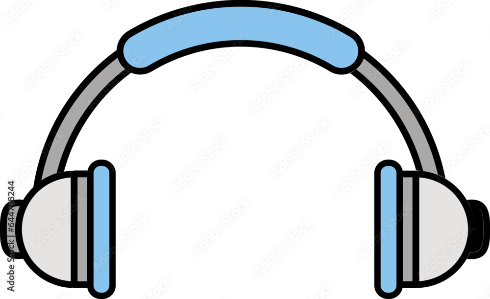 Isolated Headphone Icon in Grey and Blue Color. Isolated Headphone Icon in Grey and Blue Color.