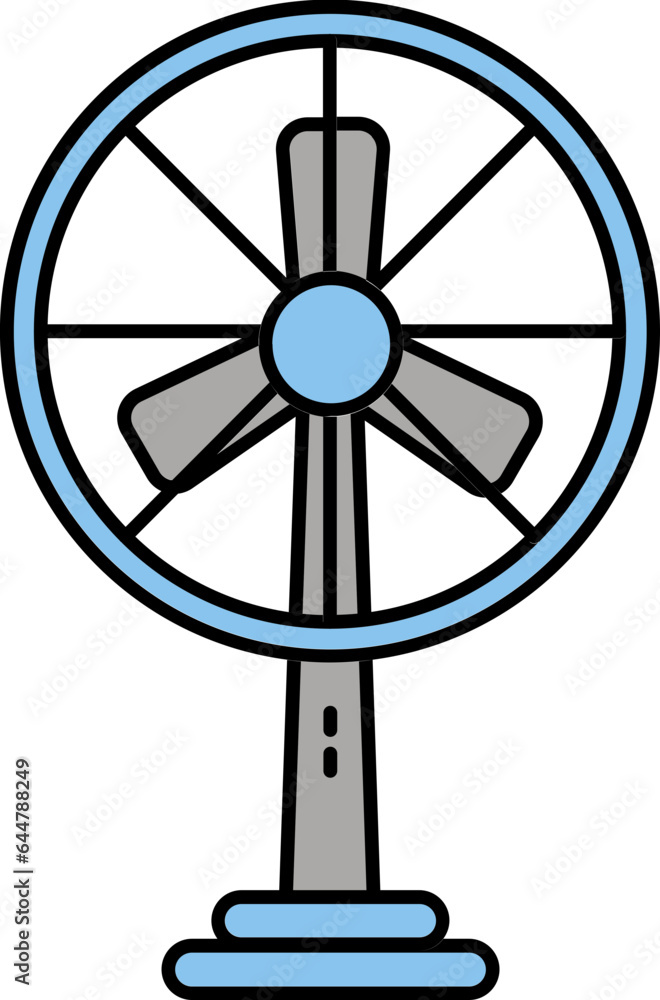 Table Fan Icon in Gray and Blue Color. Table Fan Icon in Gray and Blue Color.
