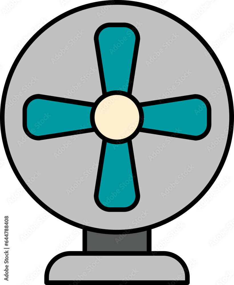 Table fan icon in gray and turquoise color. Table fan icon in gray and turquoise color.