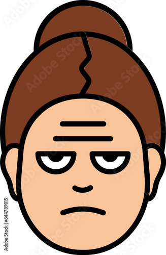 Upset or Angry Woman Face on White Background.
