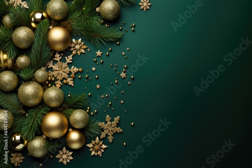 golden and green christmas ball decoration copy scape