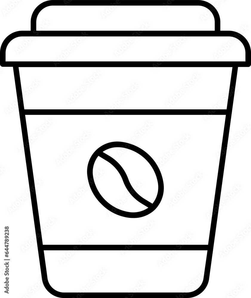 Coffee paper glass icon in thin line art. Coffee paper glass icon in thin line art.