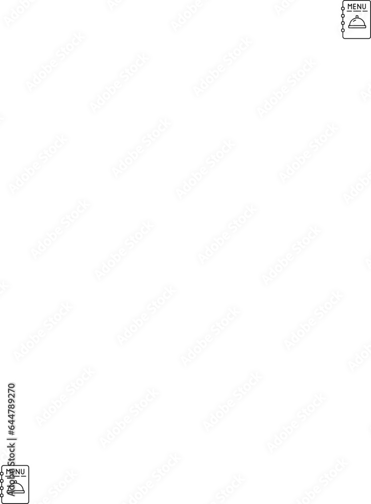 Menu card icon in black line art. Menu card icon in black line art.