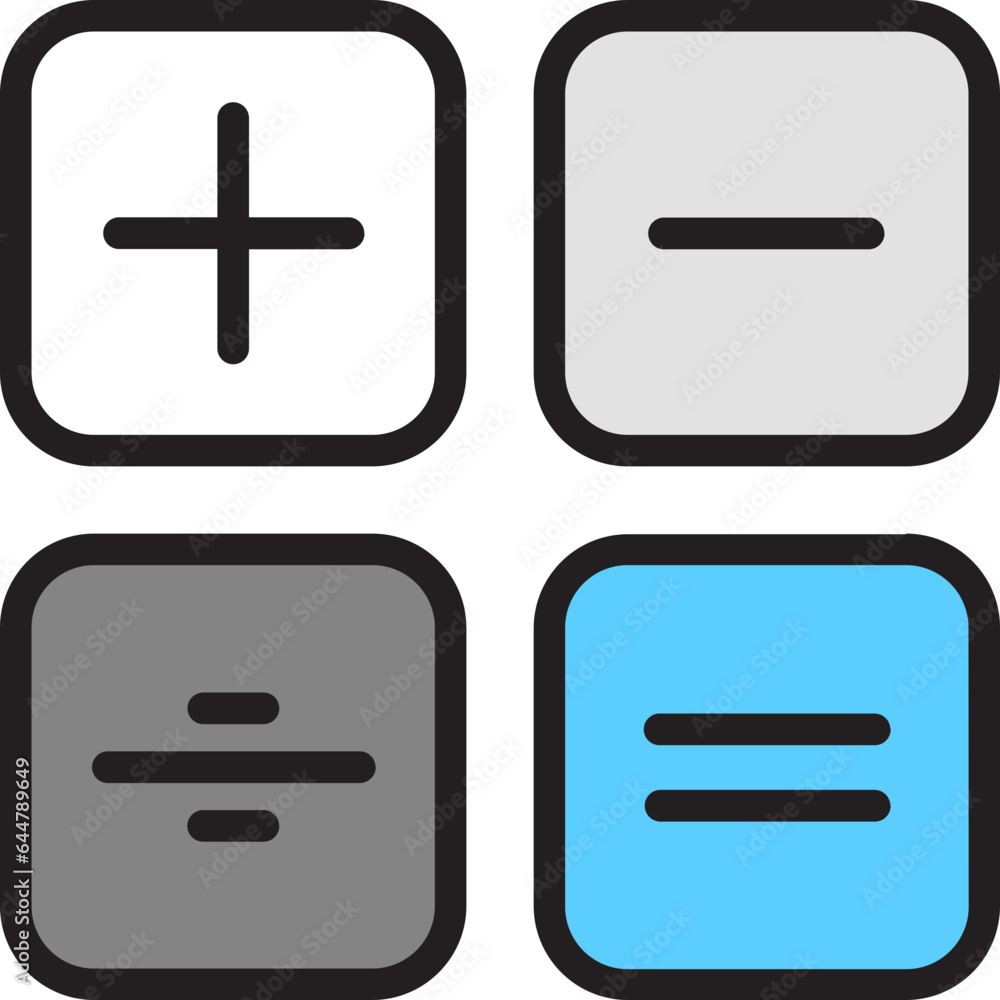 Fototapeta premium Calculator Button Icon in Gray and Blue color.