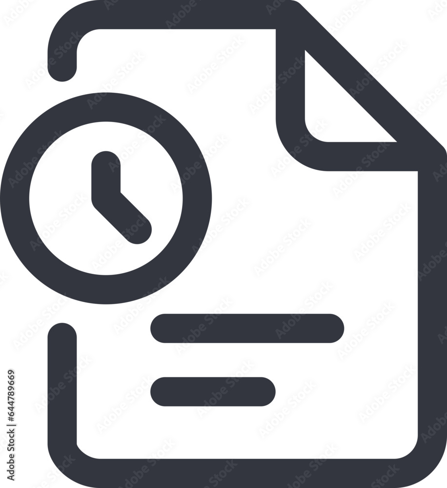 Paper with Clock icon in black line art.