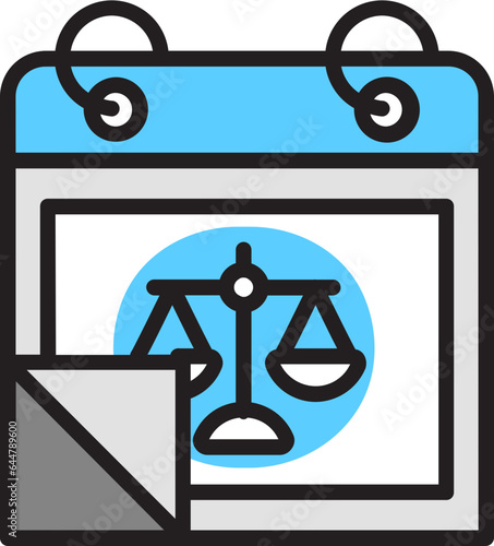 Justice Date Calendar icon in Blue and Gray color.