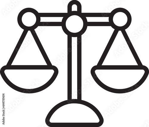 Flat Style Balance Scale Icon in thin line art.