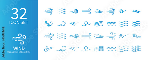 Icon set related to wind and ventilation
