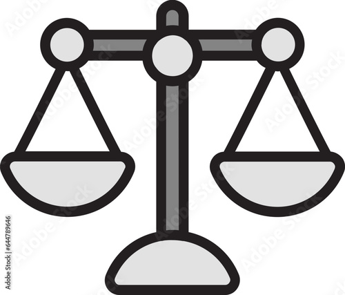 Flat Style Balance Scale Icon in Gray color.