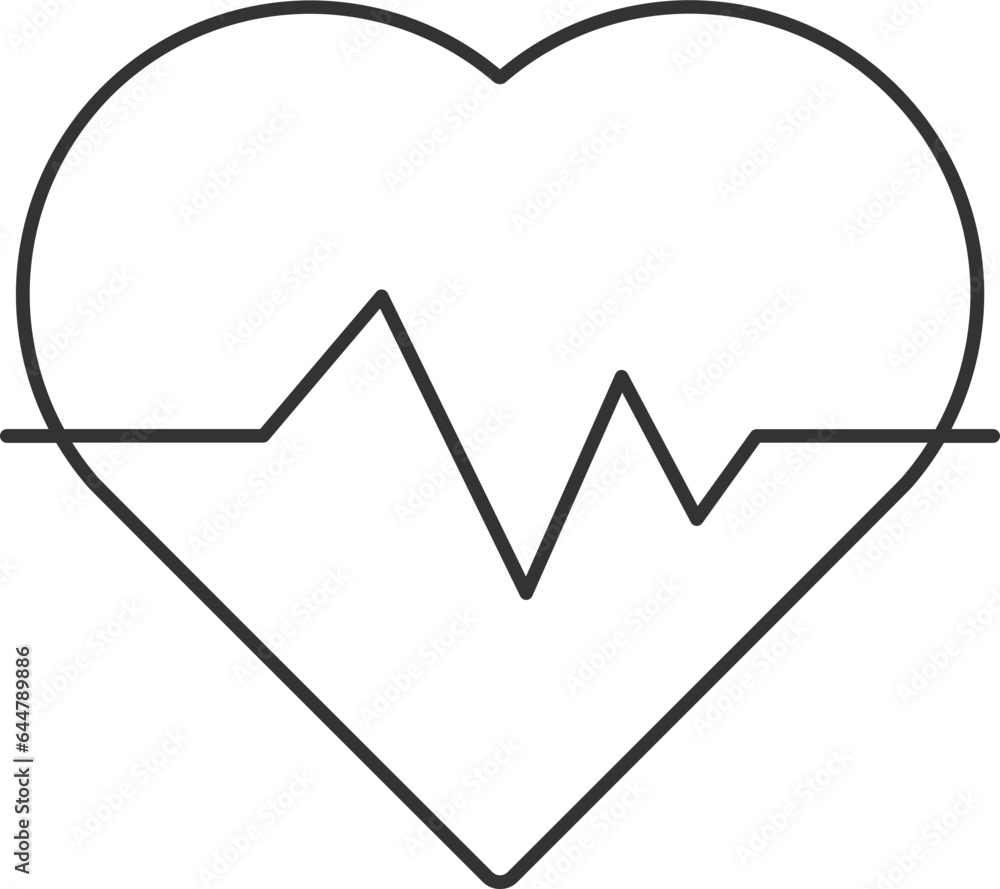 Heartbeat Icon In Thin Line Art. Heartbeat Icon In Thin Line Art.