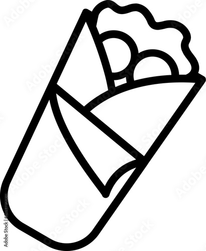 Wrap Burrito Icon in Black Line Art.